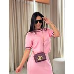 Conjunto Julia Tricot Rosa E Marrom