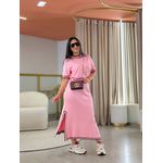 Conjunto Julia Tricot Rosa E Marrom