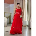 Vestido Maite Vermelho E Branco