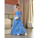 Vestido Maite Azul E Branco