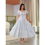 Vestido Camila Areia E Azul