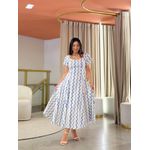 Vestido Camila Areia E Azul