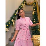 Vestido Simone Vermelho Listrado 