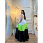 Vestido Lola Tricolor Off White e Verde Lima Plus Size 