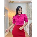 Jaqueta Nicole Rosa Pink Jeans Cropped