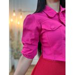 Jaqueta Nicole Rosa Pink Jeans Cropped