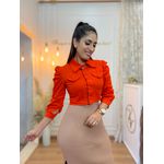 Jaqueta Nathy Laranja Jeans Cropped