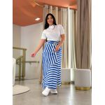 Saia Julia Azul E Branco
