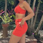 Conjunto bolso lateral laranja