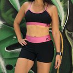 Conjunto Basic Preto Com cós Rosa 