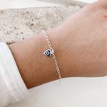 Pulseira De Prata Olho Grego Coração Azul Ma