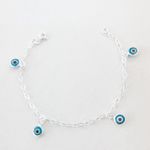 Pulseira De Prata Olho Grego Azul Claro