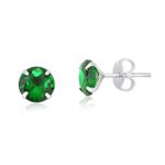 Brinco De Prata Solitario Verde 3mm 