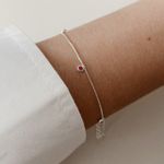 Pulseira De Prata Veneziana Cristal Rosa