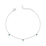 Pulseira De Prata Veneziana Verde Esmeralda 