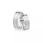 Par De Aliança Prata 925 Sol Quadrada De 7,0mm Com Zircônia