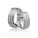 Par De Aliança Prata 925 Afrodite Anatômica De 7,0 mm Com Zircônia