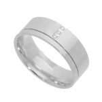 Aliança Individual Prata 925 Semi Anatômica De 7mm Com Zircônias