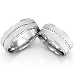 Par De Aliança Prata 925 Married Fosca 7mm