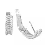 Brinco De Prata 925 Meia Argola Cravejada De 15mm