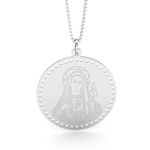 Pingente De Prata 925 Sagrado Coração de Maria Redondo