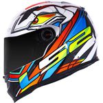 CAPACETE LS2 FF358 CLASSIC XDRON BRANCO/LARANJA/AZUL