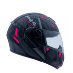 CAPACETE URBAN ARTICULADO C/OCULOS DYNAMIC PRETO FOSCO / ROSA 