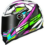 CAPACETE LS2 FF358 CLASSIC XDRON BRANCO/VERDE/ROSA