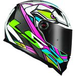 CAPACETE LS2 FF358 CLASSIC XDRON BRANCO/VERDE/ROSA
