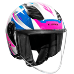 CAPACETE LS2 DRAZE AIRFLOW ABERTO ROSA E BRANCO 