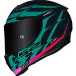 CAP ACETE LS2 ARROW R FLAMES AZUL E VERMELHO 