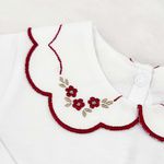 Body Manga Longa Floral Vermelho