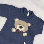Saída De Maternidade Urso Azul Jeans