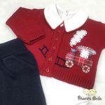 Conjunto em Tricot Trenzinho Vermelho