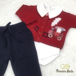 Conjunto em Tricot Trenzinho Vermelho