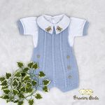 Jardineira em Tricot Augusto Azul Bebê