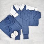 Kit Saída De Maternidade Miguel Azul Jeans 7 Peças