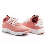 Kit Tênis Têxtil Mesh Elástic + Chinelo Color Feminino Macio Rosa