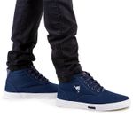 Kit Bota Sapatênis Lona Com Relógio e Cinto Masculino Casual - Azul Marinho