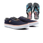 Kit Sapatênis Masculino Polo North Vulcan Pro em Lona com Chinelo - Azul Marinho