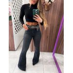 Calça Flare Jeans Preta Estonada