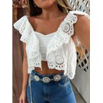 Cropped Laise Branca Flora