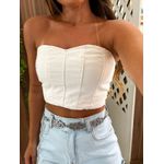 Top Tomara que Caia Jeans Branco