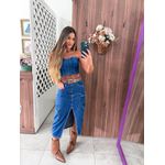 Saia Jeans Midi Multibolsos Alcance