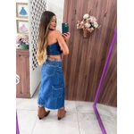 Saia Jeans Midi Multibolsos Alcance