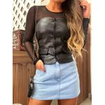 Cropped Courino Corset Preto