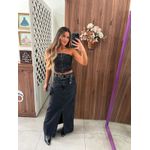 Top Jeans Corset Preto Estonado Alcance