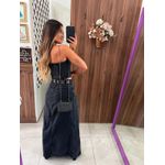 Top Jeans Corset Preto Estonado Alcance