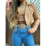 Jaqueta Cropped Feminina Courino Nude