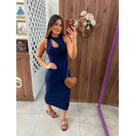 Vestido Midi Slim Cut Out Azul Colcci